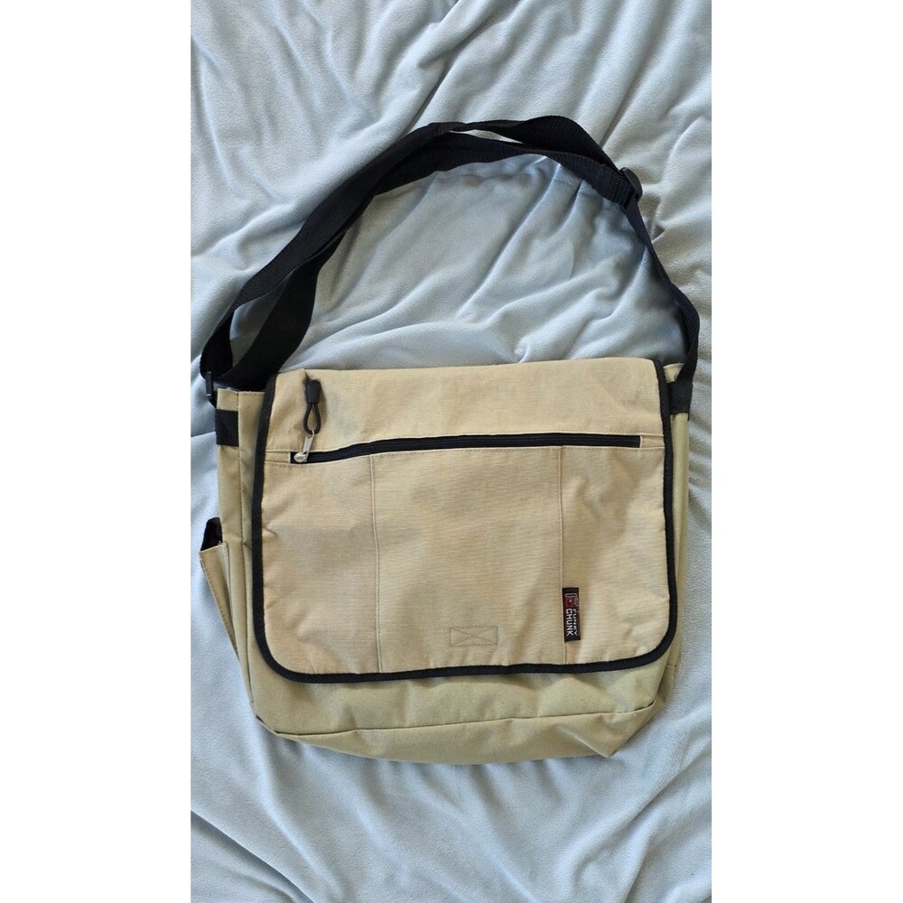 Funky Chunk Messenger Bag Beige Black Crossbody Organizer Travel Laptop Shoulder